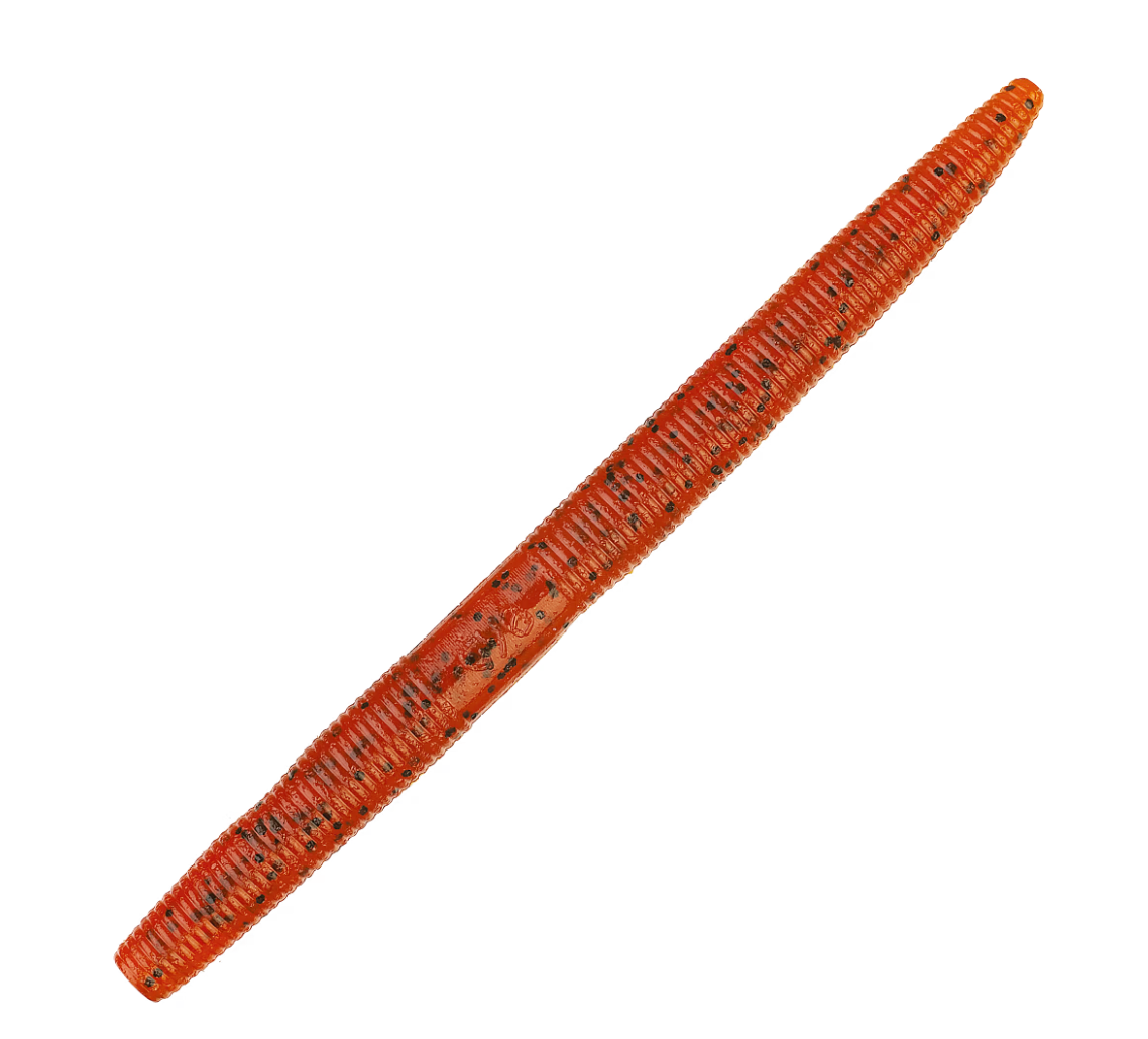 12 Esche Stick Worm Da 6'' Arancioni - Plastica Morbida Impregnata Di Sale, Profumata Per Pesca Basso - Foto 1